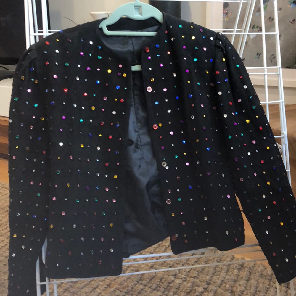 Jeweled suede jacket